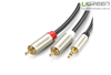 Cáp Audio 3,5mm ra 2 đầu RCA dài 5m chính hãng Ugreen 20825 mạ vàng cao cấp