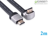Cáp HDMI dẹt Ugreen 2m đầu bẻ góc 90 độ hỗ trợ 3D, 4K x 2K Ugreen cao cấp