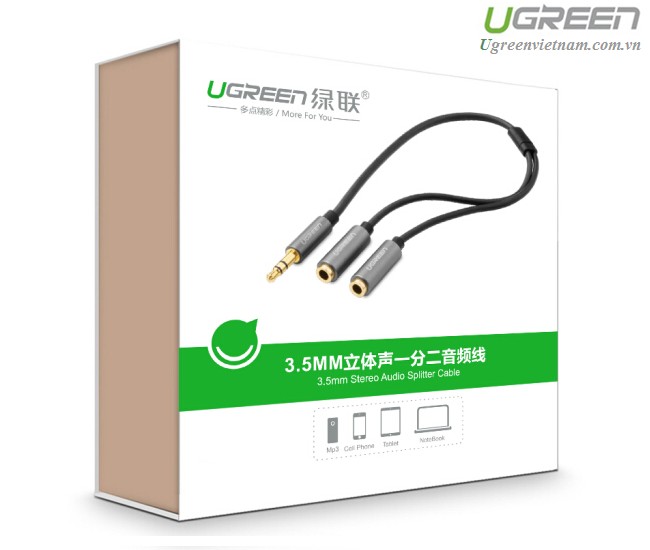 Cáp chia 2 cổng Audio 3,5mm dài 20cm Ugreen 10532