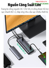 Bộ HUB chia 10 cổng USB 3.0 5Gbps vỏ nhôm, công tắc Ugreen 30779 (kèm nguồn 12V4A) cao cấp