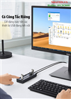 Bộ HUB chia 10 cổng USB 3.0 5Gbps vỏ nhôm, công tắc Ugreen 30779 (kèm nguồn 12V4A) cao cấp