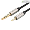 Cáp âm thanh Audio 3.5mm to 6.5mm dài 1m chính hãng Ugreen 40802 cao cấp