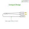 Cáp Audio 3,5mm âm ra 2 đầu 3,5mm 1 Mic 1 loa chính hãng - Ugreen 10790 mạ vàng cao cấp
