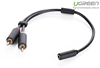 Cáp Audio 3.5mm âm ra 2 RCA dương dài 20cm chính hãng Ugreen UG-10561 mạ vàng 24K cao cấp