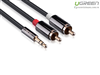 Cáp Audio 3,5mm ra 2 đầu RCA dài 5m chính hãng Ugreen 10591 cao cấp