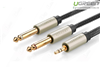 Cáp Audio 3,5mm to 2 đầu 6,5mm dài 10m chính hãng Ugreen 10621 mạ vàng cao cấp