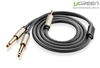 Cáp Audio 3,5mm to 2 đầu 6,5mm dài 10m chính hãng Ugreen 10621 mạ vàng cao cấp