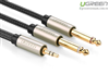 Cáp Audio 3,5mm to 2 đầu 6,5mm dài 10m chính hãng Ugreen UG-10621 mạ vàng cao cấp