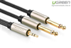 Cáp Audio 3,5mm to 2 đầu 6,5mm dài 2m chính hãng Ugreen 10615 mạ vàng cao cấp