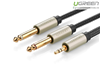 Cáp Audio 3,5mm to 2 đầu 6,5mm dài 2m chính hãng Ugreen 10615 mạ vàng cao cấp