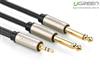 Cáp Audio 3,5mm to 2 đầu 6,5mm dài 3m chính hãng Ugreen 10618 mạ vàng cao cấp