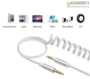 Cáp AUX lò xo dài 1m chính hãng Ugreen 20706 hỗ trợ Mic màu trắng cao cấp