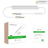 Cáp AUX lò xo dài 1m chính hãng Ugreen 20706 hỗ trợ Mic màu trắng cao cấp
