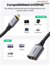 Cáp chuyển đổi Micro HDMI to HDMI 2.0 bện dù 4K 3D 1080P Ugreen 10553 cao cấp