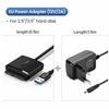 Cáp chuyển đổi USB 3.0 sang SATA cho ổ cứng SATA 2,5 /3,5 inch Ugreen 60561 cao cấp (kèm nguồn)