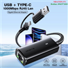 Cáp chuyển đổi USB-A & Type-C 3.0 to Lan Gigabit 10/100/1000Mbps Ugreen 15638 cao cấp