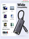 Cáp chuyển USB Type-C to Lan Gigabit 10/100/1000Mbps Ugreen 15727 cao cấp (Vỏ nhôm)