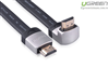 Cáp HDMI dẹt Ugreen 2m đầu bẻ góc 90 độ chính hãng Hỗ trợ 3D, 4K x 2K, HD1080P UG-10279