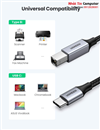 Cáp máy in USB Type-C to USB Type-B dài 1M bọc dù Ugreen 80805 cao cấp