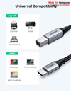 Cáp máy in USB Type-C to USB Type-B dài 3M bọc dù Ugreen 80808 cao cấp