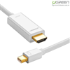 Cáp Mini DisplayPort (Thunderbolt) to HDMI dài 3M độ phân giải 4K Ugreen 10453 chính hãng Màu Trắng