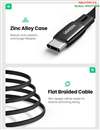 Cáp Sạc, dữ liệu USB Type-C to Type-C 60W 3A dài 1M dẹt, bện nylon Ugreen 10967 cao cấp