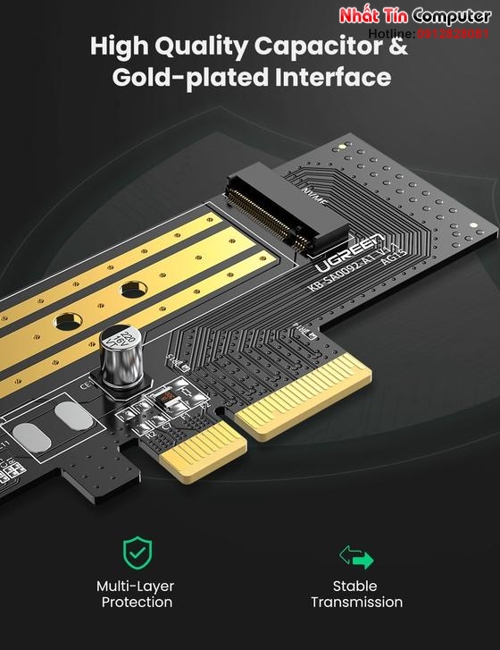 Card chuyển đổi ổ cứng SSD M2 NVMe PCIe 2280 to PCI-E  Ugreen 70503
