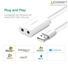 Card sound USB 2.0 to 3.5mm chính hãng Ugreen 30143 cao cấp