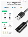 Card sound USB 2.0 to 3.5mm Mic & Loa Ugreen 10330 cao cấp (Đen)