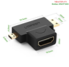 Đầu chuyển đổi 2 in 1 Micro HDMI & Mini HDMI sang HDMI FullHD Ugreen 20144 cao cấp