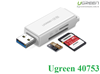 Đầu đọc thẻ SD/TF chuẩn USB 3.0 Ugreen 40753 chính hãng