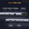 Hub 9 in 1 USB Type-C sang HDMI 4K@60Hz, Lan 1Gbps, Type-C, USB 3.0, SD/TF Sạc PD 100W Ugreen 15375