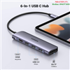 Hub chuyển đổi USB Type-C 6 trong 1 ra HDMI 4K@30Hz, USB-A 3.0 x3, SD/TF Ugreen 15600 cao cấp