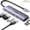 Hub chuyển đổi USB Type-C 6 trong 1 ra HDMI 4K@30Hz, USB-A 3.0 x3, SD/TF Ugreen 15600 cao cấp