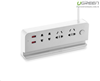 Ổ cắm điện đa năng 2 cổng USB có giá đỡ điện thoại, máy tính bảng Ugreen 20354 chính hãng