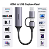 USB Capture HDMI, live streaming 1080P@60Hz HDMI to USB 2.0, Type-C Ugreen 25854/CM716 cao cấp
