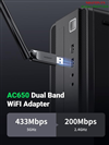 USB thu Wifi băng tần kép AC650 2.4G/5G ăng-ten ngoài 6dBi Ugreen 90339 cao cấp