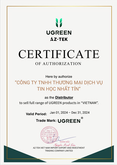 Chứng nhận đại lý phân phối Ugreen chính hãng tại Việt Nam 2024
