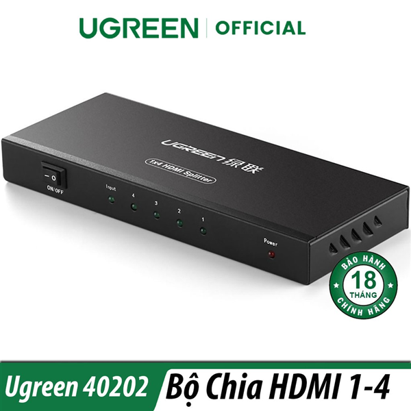 Bộ chia cổng HDMI 1 ra 4 Hỗ trợ full HD, 4K*2K@30Hz Chính hãng Ugreen 40202 Cao cấp