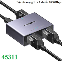 Bộ chia mạng Ethernet 1 sang 2 chuẩn 1000Mbps Ugreen 45311 cao cấp (Plug in Play)