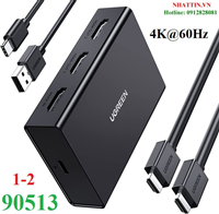 Bộ chia tín hiệu HDMI 2.0, 1 ra 2 Ultra HD 4K@60Hz HDCP 2.2/1.4, 3D, HDR, CEC Ugreen 90153 cao cấp