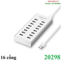 Bộ chia USB 2.0 ra 16 cổng hỗ trợ nguồn ngoài DC 12V chính hãng Ugreen 20298 cao cấp