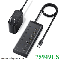 Bộ chia USB-C ra 7 cổng USB 3.0 bao gồm USB-A x5, USB-C x2 Ugreen 75949US cao cấp