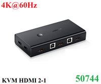 Bộ chuyển đổi 2 máy tính dùng 1 màn hình HDMI - Auto 2 USB KVM Switch chính hãng Ugreen 50744