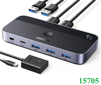 Bộ chuyển mạch USB 3.0 cho 2 máy tính với 4 thiết bị tốc độ 5Gbps Ugreen 15705 cao cấp