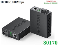 Bộ kéo dài Lan quang 1 sợi SC 10/100/1000Mbps xa 20KM Ugreen 80170 cao cấp (Cặp AB)