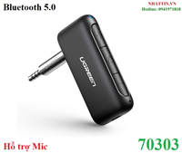 Bộ nhận âm thanh Bluetooth 5.0 AUX 3.5mm cho ô tô hỗ trợ MIC gọi điện Ugreen 70303 cao cấp