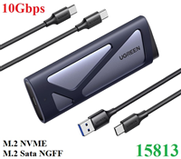 Box ổ cứng SSD M.2 NVMe & M.2 Sata NGFF tốc độ 10Gbps Ugreen 15813 cao cấp (Max 8TB)