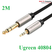 Cáp âm thanh Audio 3.5mm to 6.5mm dài 2m chính hãng Ugreen 40804 cao cấp