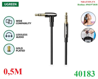 Cáp âm thanh Hi-Fi AUX 3.5mm TRS bẻ góc 90 độ dài 0,5M Ugreen 40183 cao cấp